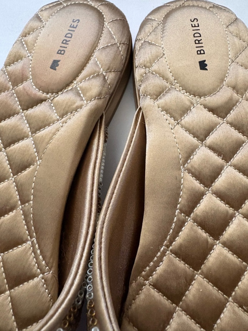 Birdies The Swan Beaded Chevron Pointed Mules - Gold, Brown - Size 8.5 - Picture 3 of 7